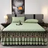 Nova Saia de Cama Feita de Algodão Cru com Algodão de Soja, Saia de Cama Espessa com Design de Coração Bordado, Peça Única ou Conjunto de Três Peças