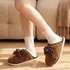 Nuevas Pantuflas de Algodón Vintage con Lazo para Invierno 2026 para Mujer, Pantuflas de Felpa de Moda para el Hogar para Parejas de Hombres