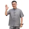 Traje Tang de Manga Corta para Hombre 2026 para Personas de Mediana Edad y Mayores, Estilo Delgado de Verano para Papá, Traje Holgado y Cómodo de Gama Alta Estilo Chino