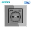 82-Tipo 16A Estilo europeo Estilo alemán USB + Carga rápida Tipo C Toma estándar alemana de 20 W Panel de vidrio estilo alemán