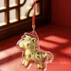 Chaveiro de ouro 999 puro "Fique Rico Logo", pingente de cavalo do zodíaco com fio vermelho, presente promocional feito sob medida para eventos corporativos