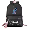 Comercio exterior nueva mochila de dibujos animados Stitch USB Estudiante joven mochila escolar para hombres y mujeres mochila casual de viaje