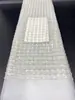 Tela bordada con lentejuelas geométricas y perlas de burbuja ropa de escenario para bodas tela de malla bordada con bordado de cordón de hueso de tubo de cuentas de industria pesada