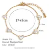 Pulseira Popular Personalizada de Temperamento da Moda Europeia e Americana Aço Inoxidável Banhado a Ouro 18K 5 Conchas Brancas Coração de Pêssego para Mulheres