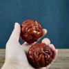 Bolas da Saúde do Zodíaco Chinês em Huanghuali Bolas Esculpidas à Mão para Fitness e Entretenimento, Peças Portáteis Esculpidas em Madeira Maciça