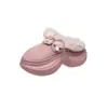 Super gruesas cálidas tamaño pequeño casa 2026 puntera cerrada suela de pelo pantuflas para mujer sentido interior mierda rosa