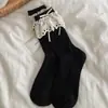 Meias de Verão Estilo Ballet Ins Influenciador Mesmas Meias de Meia-Calça com Laço de Renda de Cereja Vazada Meias de Pilha Estilo Japonês Jk