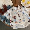 Camisas de Manga Corta para Niños 2025 Verano Nuevas Camisas Casuales Coreanas para Niños Tops de Dibujos Animados para Bebé Ropa de Protección Solar
