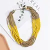 Collar retro étnico europeo y americano para mujer, bohemio, hecho a mano, con cuentas de arroz de colores, multicapa, corto