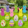 Letrero de Pascua Transfronterizo para Jardín con Huevos y Conejos, Letrero para Patio Exterior, Letrero de Cartón Hueco Impermeable y Resistente al Sol, Personalizable