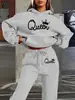Fabricante 2025 Popular Transfronteiriço Europeu e Americano Roupas Moletom com Capuz Estampado em Letras Moda Conjunto de Calças Casuais Atacado