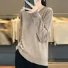 Suéter de punto con cuello en V transfronterizo para mujer, jersey de color liso de corte holgado, adecuado como prenda exterior, nuevo suéter corto de manga larga de otoño