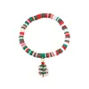 Joyería Transfronteriza Europea y Americana Navidad Pulsera de Cuentas de Arcilla Polimérica Suave Regalo Pulsera de Papá Noel Pulsera de Contraste de Color Festivo