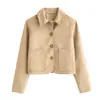 Chaqueta Corta Casual Retro de Gamuza para Mujer, Nueva, Transfronteriza, Amazon, Otoño e Invierno 2026, Europea y Americana