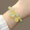 Pulseira de Jade Hetian com Pingente Ruyi de Paz para Mulheres, Pulseira Dupla Camada de Design Nicho de Luxo Leve Estilo Ins, Presente para Aniversário da Namorada