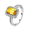 Anillo de Diamante Rectangular Amarillo de 2 Quilates Anillo de Diamante Color Diamante Anillo de Diamante Cuadrado Princesa Anillo de Diamante Amarillo
