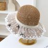 Sombrero de Paja de Verano con Lazo Grande de Encaje, Elegante Sombrero Casual para Mujer, Sombrero de Pescador, Sombrero de Playa, Sombrero de Paja con Visera para el Sol y Protección Solar