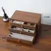 Caja de Almacenamiento de Joyería de Tres Niveles con Veta de Madera de Nogal de Venta Caliente para Entrada, Organizador para Collares, Aretes y Anillos