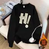 Sudadera Huamian Negra de Cuello Redondo para Mujer, Nuevo Estilo Otoño e Invierno 2026, Top Holgado de Talla Grande con Mangas Largas, Chaqueta de Forro Polar de Invierno