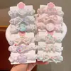 Scrunchie infantil com estampa floral de desenho animado para meninas, novo e fofo elástico de cabelo cor creme, acessório de cabelo doce e fresco