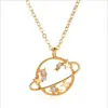 Colar Transfronteiriço Nova Moda Planeta Vazado Mesmo Estilo do Little Red Book Corrente de Clavícula Simples Zircônia Conjunto de Corrente Pequeno Universo