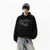 Sudadera con Capucha Estilo Americano Estampado de Letras Moteado Degradado para Hombres y Mujeres, Otoño, Atractivo Travieso, Casual, Chaqueta de Pareja, Holgada, Versátil, Sudadera con Capucha