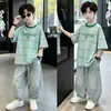 Conjunto de Verano para Niños Camiseta Fresca de Manga Corta 2026 Nuevo Estilo Coreano Ropa de Verano Elegante para Niños Mayores Ropa de Niño