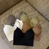 Camisole de malha sexy com decote em V profundo para garotas quentes, roupa íntima feminina de verão com bojo, sutiã de beleza para as costas, roupa de banho