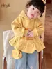 Conjunto de Moletom com Capuz para Meninas Ningli Estilo Primavera e Outono Estilo Coreano para Crianças Novo Conjunto Casual da Moda de Duas Peças para Meninas