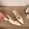 Sandalias Sin Espalda Zapatos de Trabajo Estilo Francés Mujer Punta Fina Tacones Altos Elegantes Tacones Gruesos 2026 Cuero Suave Primavera Otoño Hada Nuevo Estilo