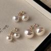 Más fáciles para combinar el mismo estilo de Match Blogger Pendientes de Perlas Rosadas Shijia Redondos Aguja de Plata Esterlina S925 Pendientes Clips para Orejas Estilo Ins para Mujer