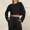 Trajes de Mujer Europeos y Americanos Nuevos Primavera/Verano 2026 Transfronterizos, Estilo de Moda y Sencillo, Corte Ajustado, Suéter Holgado, Mangas Largas, Pantalones Largos