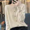 Cardigan de lã novo para Outono e Inverno feminino gola redonda manga longa suéter de alta qualidade top versátil casaco de pronta entrega de primeira linha