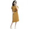 Vestido Casual Elegante Simples da Moda Estilo Coreano com Fenda para Mulheres Verão 2026 Versátil Solto de Comprimento Médio