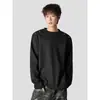 Hombreras Decorativas Metálicas Estilo Americano Camiseta Blanca de Manga Larga Pesada para Hombre Sudadera Casual Primavera/Otoño Top Trendy con Sentido de Diseño