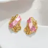 Brincos Plissados Irregulares Estilo Doce-Cool Europeu e Americano Transfronteiriço com Toque Elegante e de Alto Padrão, Brincos de Aço Titânio com Textura Contrastante