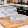 Fivela de tira de vedação caixa de armazenamento retangular de plástico transparente caixa organizadora de armazenamento de itens diários para casa cozinha geladeira