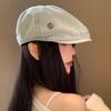 Gorra Forward de mezclilla lavada para mujer Primavera y Otoño Estilo japonés Retro Exhibición de rostro Boina pequeña inversa Cabeza grande Sombrero combinable