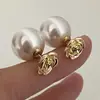 Pendientes de Perla con Flor de Camelia Retro Francesa Diseño de Nicho Pendientes de Alta Gama Pendientes de Flor Frescos y Lindos para Mujer