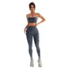 Conjunto de Ropa de Yoga Transfronterizo para Mujer, Sujetador Deportivo Personalizado con Estampado de Leopardo, Leggings de Cintura Alta Levanta Glúteos, Conjunto de Ropa de Fitness Color Durazno para Glúteos