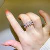 Anillo apilable de moissanita azul americano al por mayor Anillo de diamantes para mujer Lápiz de diamantes probado con certificado Tarjeta negra