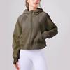 Ropa de Yoga Otoño e Invierno Sudadera con Capucha Holgada Cálida Chaqueta Deportiva de Fitness para Mujer Manga Larga Engrosada Cómoda de Secado Rápido