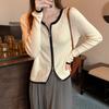 Celebridade da Internet Novo Suéter de Tricô Primavera e Outono Fino Zíper Duplo Macio Waxy Manga Longa Cardigan de Tricô Moda Feminina Camisa Estilo Base Aérea Feminina