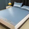 Juego de Tres Piezas de Alfombrilla de Seda de Hielo con Fibra de Enfriamiento Clase A, Tipo Sábana Ajustable Plegable, Alfombrilla Engrosada para Dormitorio de Estudiante