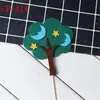 Decoración de Pastel Árboles del Bosque Bolas de Fieltro Árboles Manzana Verde Árbol de Navidad Palmera Accesorios para Hornear