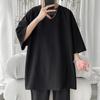 Especial P20 Sin Diferencia de Precio Verano Talla Grande Manga Corta Americana Camiseta Básica para Hombre Cuello Redondo Color Sólido Combinable Top Drapeado T178