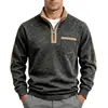 Sudadera para Hombre Amazon Estilo Europeo y Americano Media Cremallera Color Vintage Bloques de Color Pulóver Superior Deportivo Casual Cuello Alto Sudadera de Forro Polar