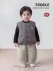 Conjunto de tres piezas de chaleco para bebé niño de otoño e invierno, chaqueta acolchada de algodón sin mangas para bebé niño, camiseta básica, pantalones acolchados, conjunto de niño