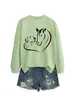 Amazon Ebay Sitio Independiente Moda Casual Versátil para Mujer Otoño e Invierno Nuevo Sudadera de Manga Larga Perro y Caballo Corazón Comercio Exterior