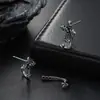 Brincos de íris de zircônia em forma de cruz para homens, design de nicho simples e moderno, acessório de alta qualidade estiloso e versátil